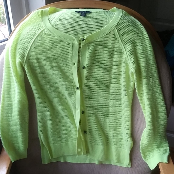 American Eagle Bright Yellow Button Up Cardigan - Picture 1 of 3